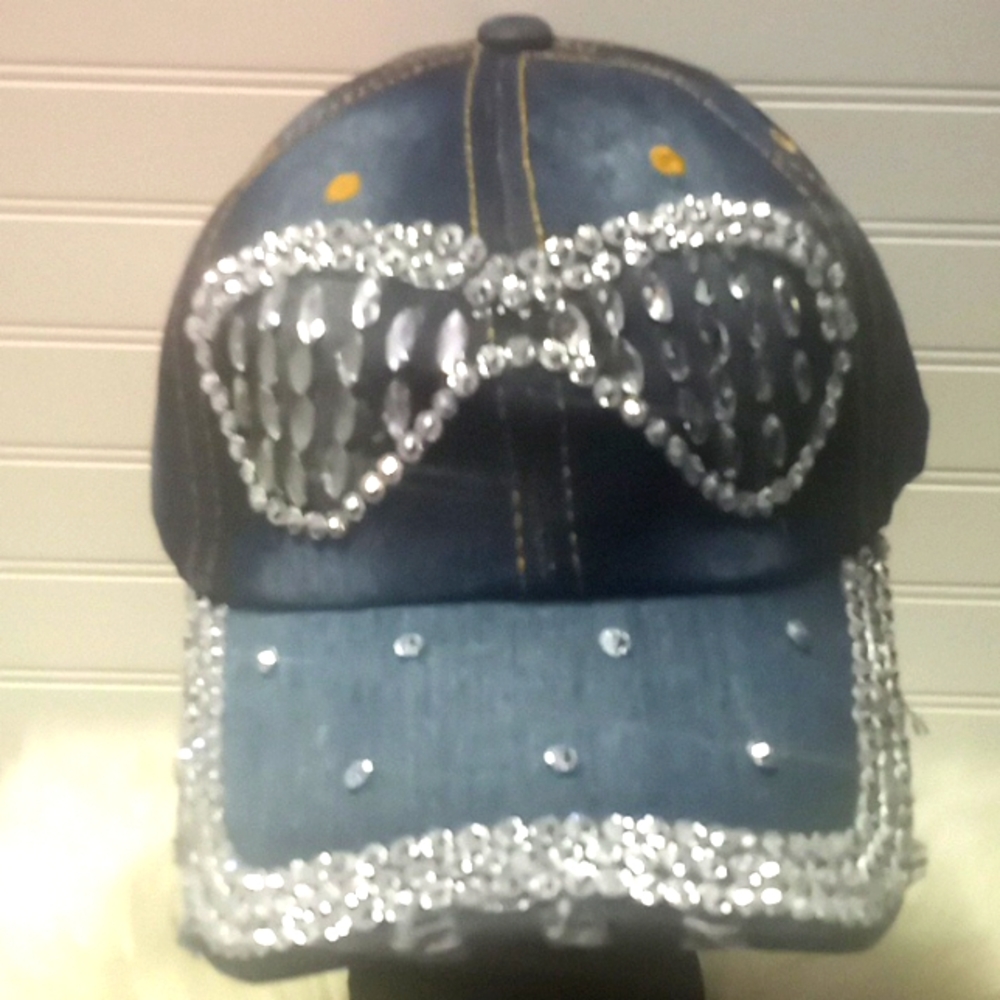 Sunglass Bling 💎 Denim Baseball Cap
